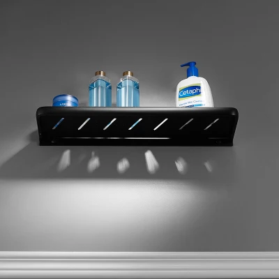 Современная одноярусная полка для ванной с выемкой алюминиевая настенная