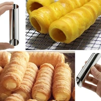 6pcs cream horn moulds stainless steel baking cones spiral baked croissants tubes horn pastry roll cake mold