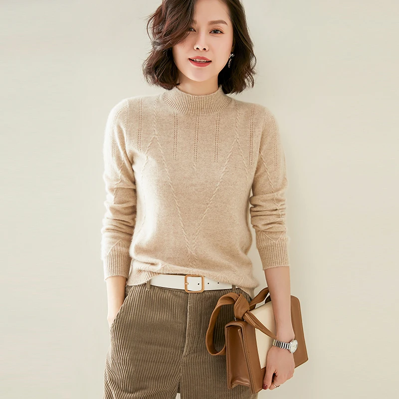 adishree 2020 woman winter 100% Cashmere sweaters autumn knitted Pullovers High Quality Warm Female thickening Turtleneck