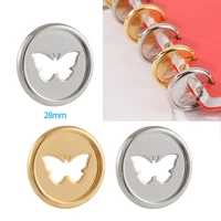 24pcs butterfly pattern button disc loose leaf mushroom hole binding notebook 28mm plastic buckle binding discs notebook disc