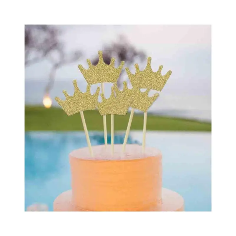 10 шт. блестящая золотая корона топпер для торта свадьбы помолвки Дня Святого