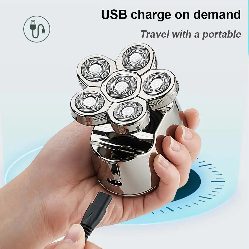 6 IN 1 Rechargeable Electric Razor Blades Digital Display Shaver For Men Hair Beard Trimmer Face Shaving Machine | Бытовая техника