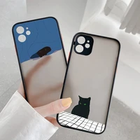 cute cartoon black cats animal pattern phone case for iphone 6s 7 8 plus se 2020 11 12 13 pro max x xs max xr shockproof cover