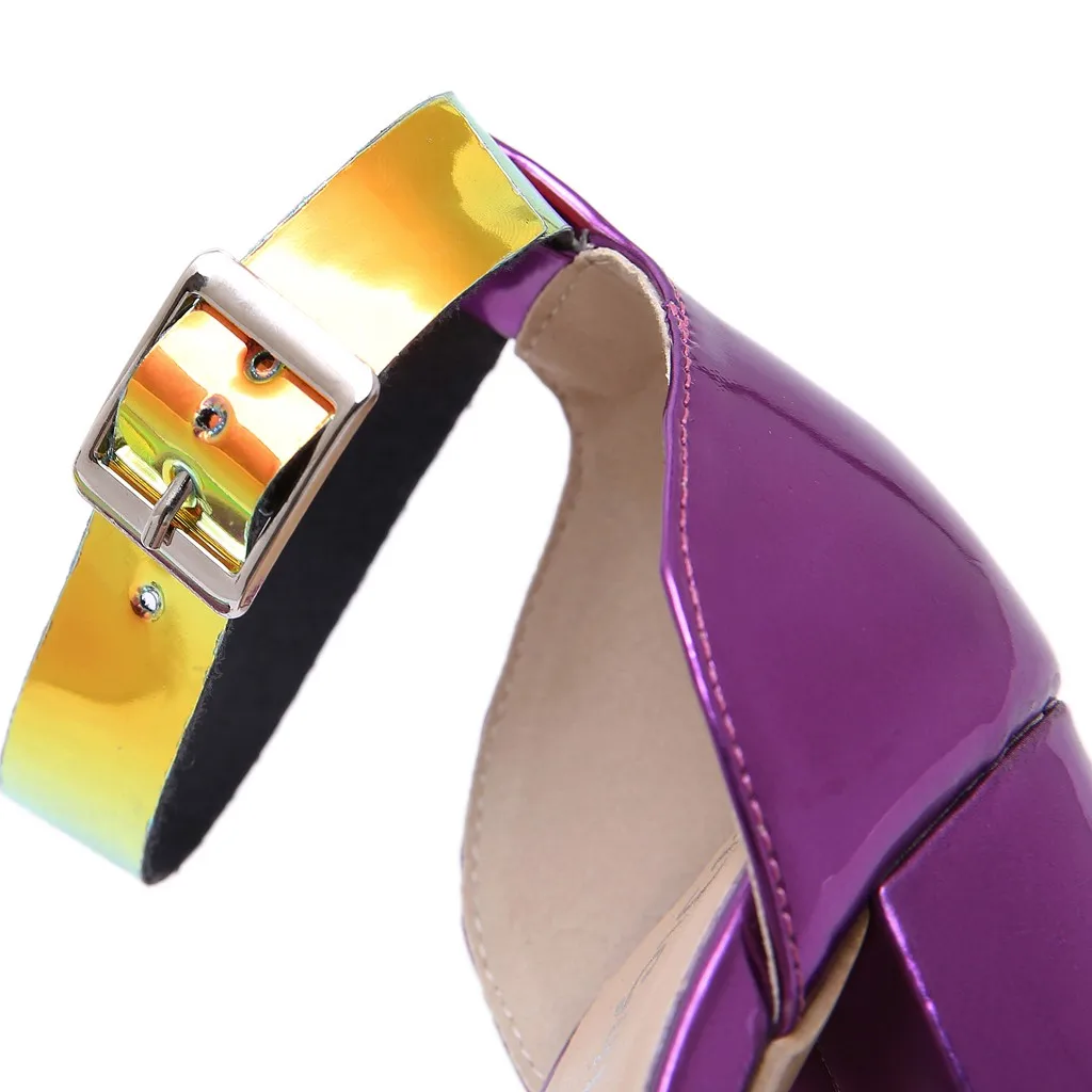 Круглый носок квадратный каблук Для женщин сандалии на платформе с застежкой