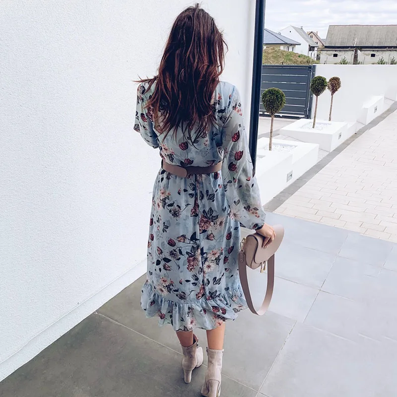 Платье женское в стиле бохо с длинным рукавом модное винтажное праздничное