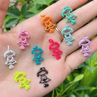 20pcs friendship charm boy and girl family charm neon yellow black pink enamel coating child pendant necklace accessory