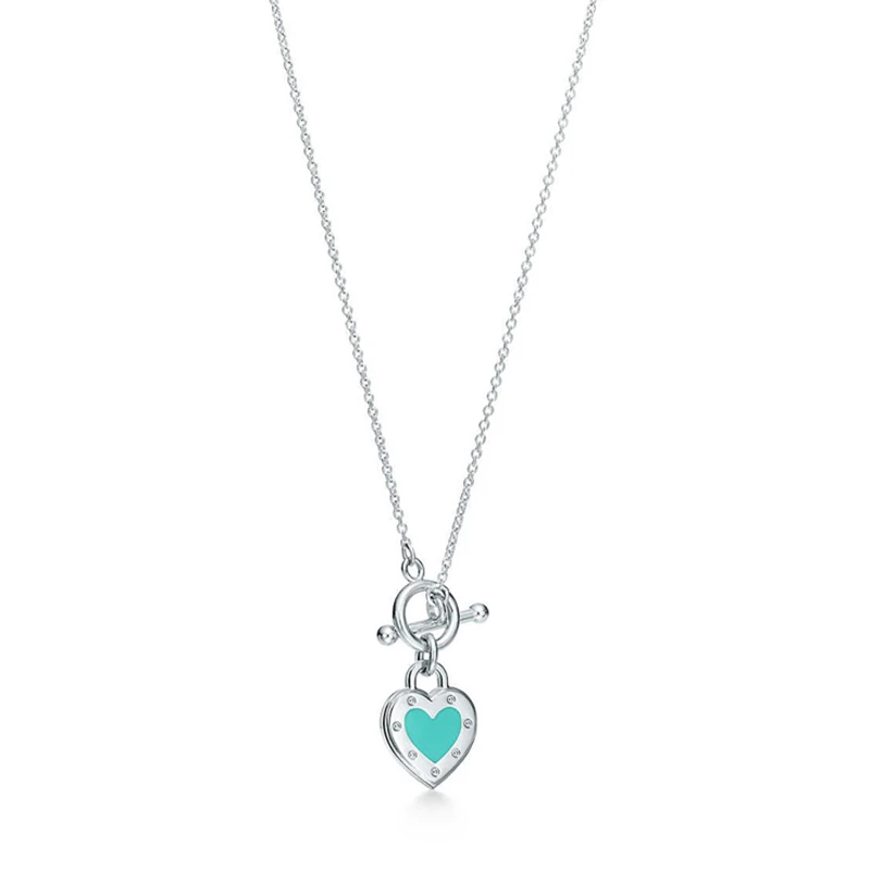 

Trendy Round Buckle Enamel Heart Pendant Necklaces For Women Girlfriend Gift S925 Sterling Silver Original LOGO Luxury Jewelry
