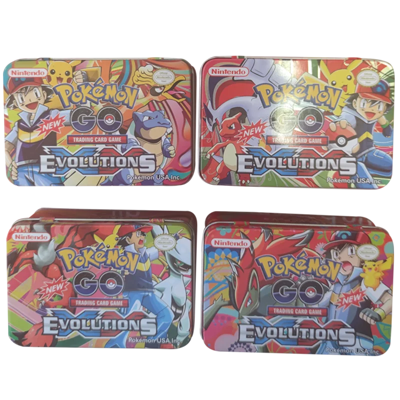 TAKARA TOMY-set de 42 cartas de Pok&eacute;mon para ni&ntilde;os, caja de hierro, juegos de batalla, Hobby, coleccionable, colecci&oacute;n de cartas de Anime-0