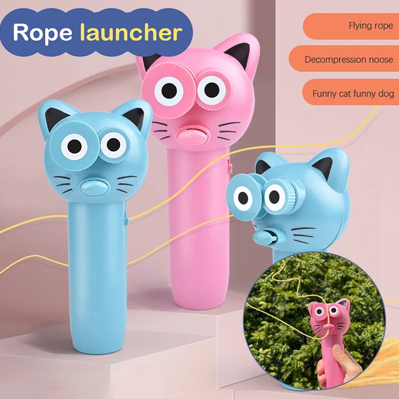 Hot ZipString Rope Launcher Propeller Toys Cute Cat String Controller Rope Flying Funny Party Electric Toy For Kids Xmas Gifts