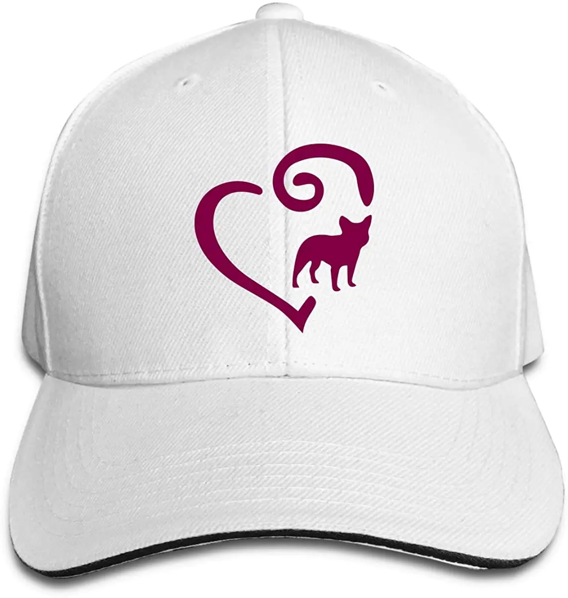 

French Bulldog in Heart Unisex Adult Baseball Trucker Cap