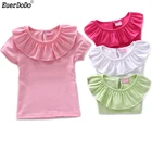 Футболка для маленьких девочек, хлопковые топы, однотонные Детские футболки с коротким рукавом для девочек, летняя детская футболка для девочек 2, 3, 4, 5, 6 лет