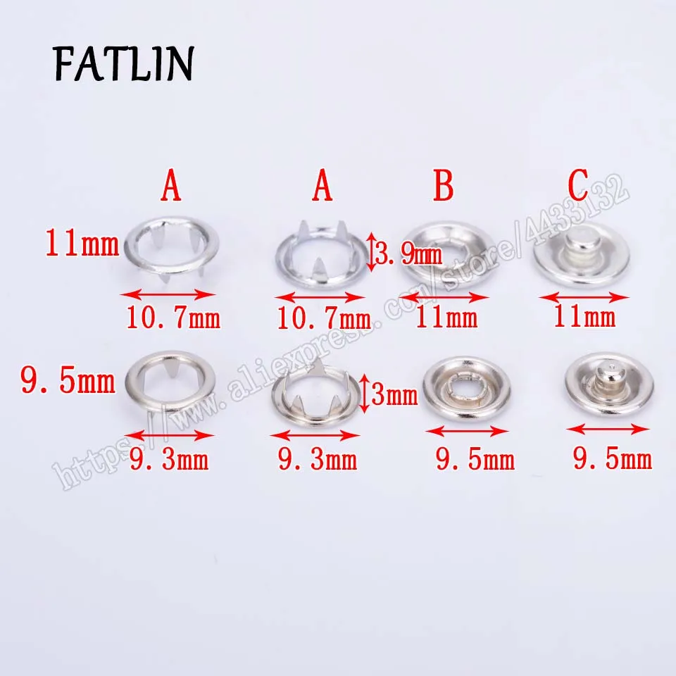 50 комплектов (4 шт. 1 набор) кнопочные кнопки серебристая металлическая