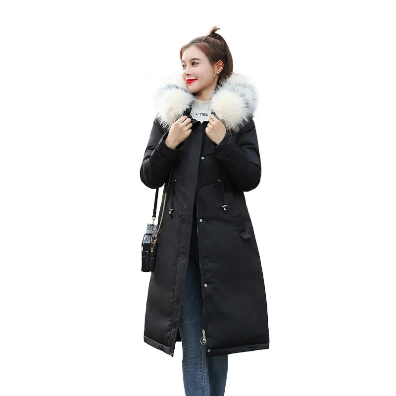 

Winter Jacket Women Thick Warm Hooded Parka Mujer Cotton Letter Pattern Coat Long Paragraph Plus Size 3xl Slim Jacket Female