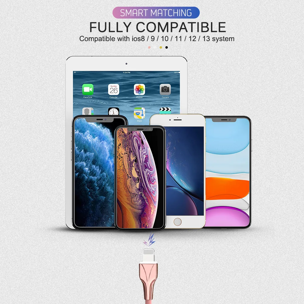 Зарядный кабель USB 25 см 1 м 2 3 для iPhone 11 Pro Xs Max X XR 6 s 7 8 Plus iPad 3A провод быстрой зарядки