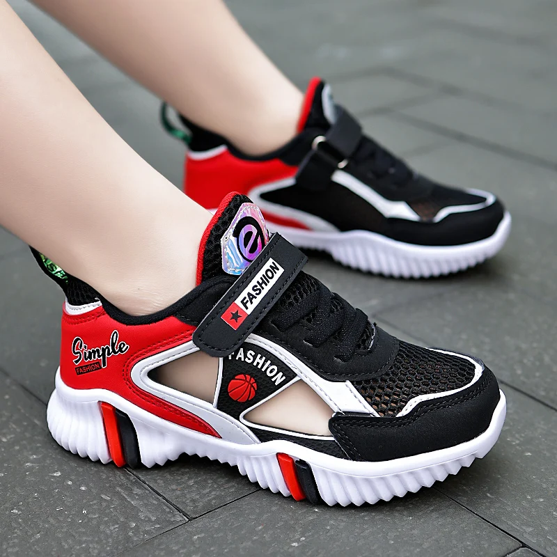 

Summer Teenager Sport Shoes for Boys Blue Black Children Sneakers Breathable Hole Boy Running Shoes Soft Sole Kids Gym Shoe
