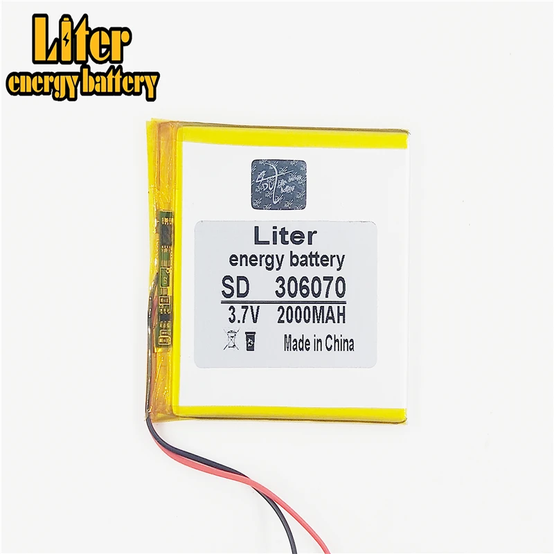 3 7 V 2000mAh 306070 литий-полимерная Li-Po аккумуляторная батарея DIY для PAD GPS Vedio игра