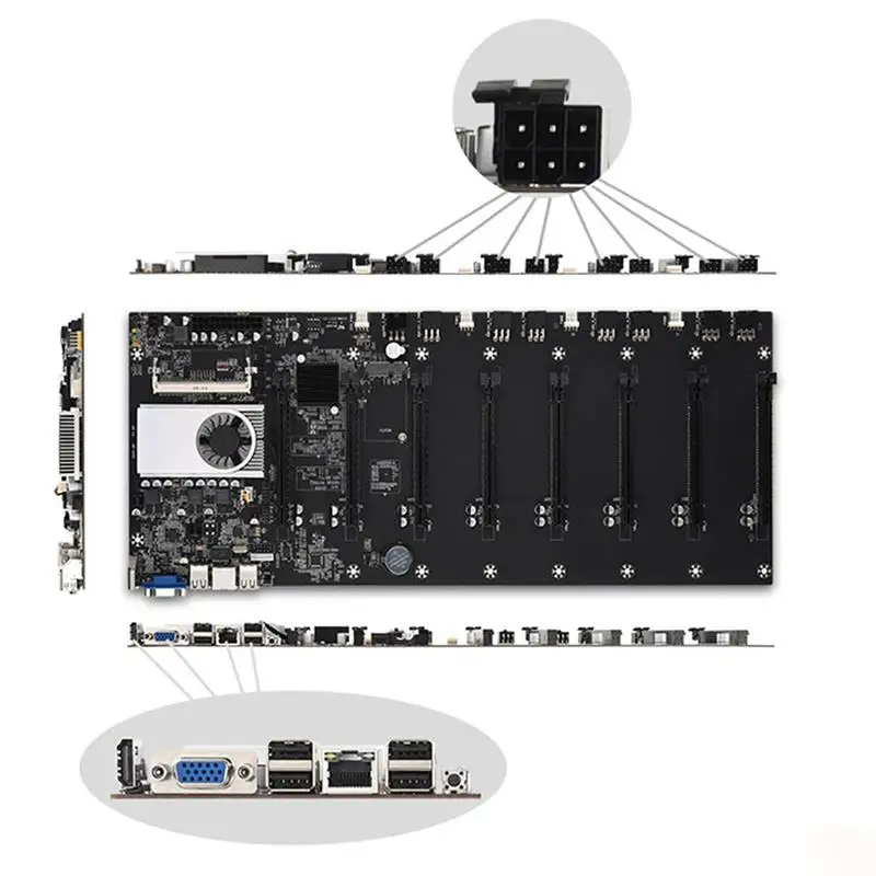 Verkauf BTC-T37 Bergmann Motherboard Set Von 8 Video Karte Slots 4GB DDR3 Speicher Onboard VGA Interface Low Power Verbrauch Dropshipping