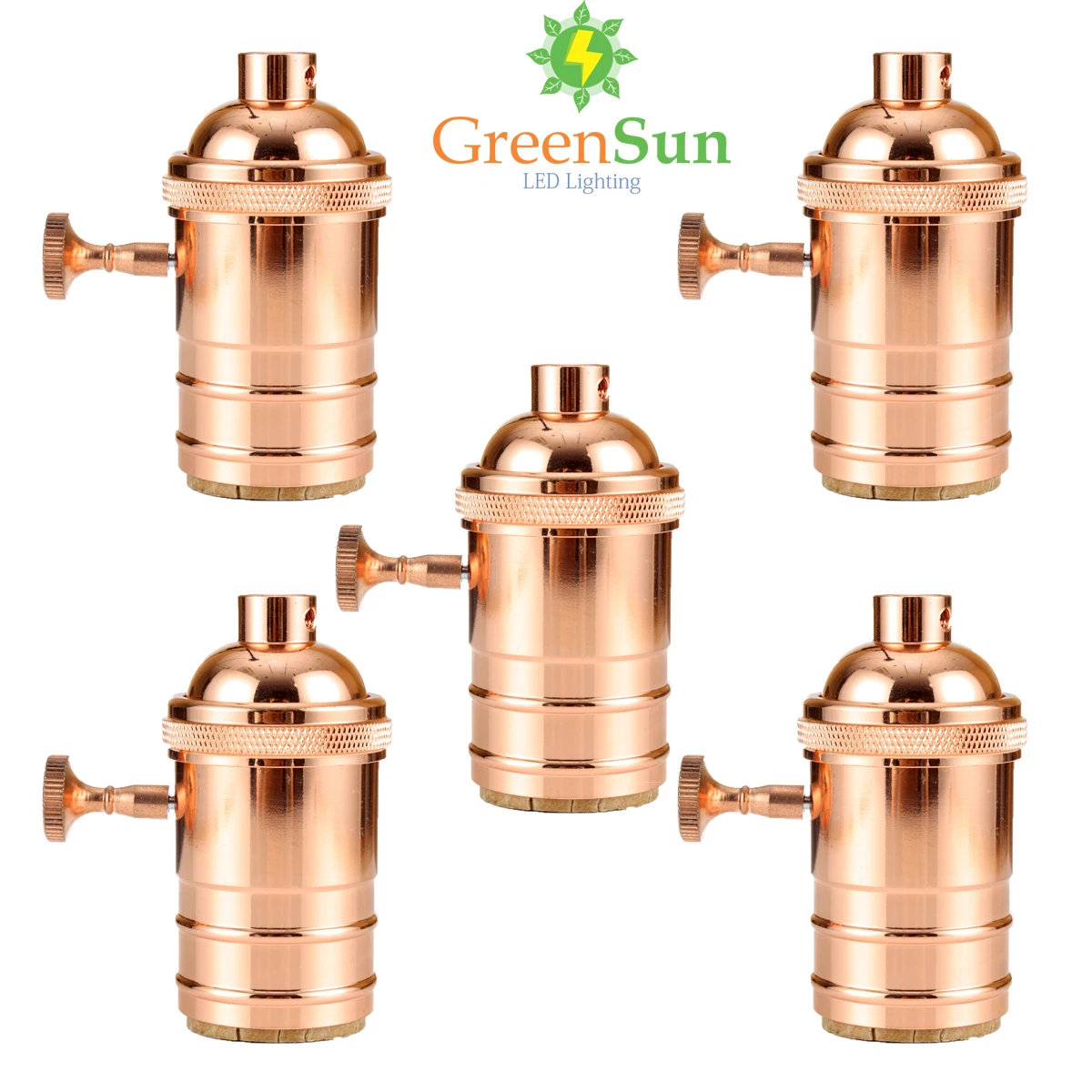 GreenSun 5 шт. розовое золото E26/E27 патрон лампы держатель Edison промышленная лампа
