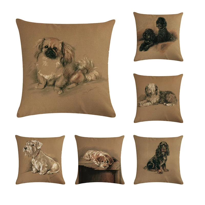 Винтажные Чехлы для подушек Schnauzer Dogs милые 45x45 см Декоративные наволочки домашних