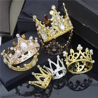 wholesale small metal crown for boys girls baby birthday prom tiaras pearls hair jewelry baby cake ornaments head accessories