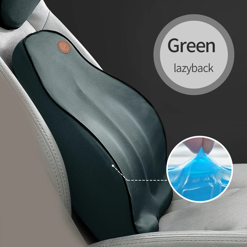 Green Подушки для автомобилей, подушка для спины, подушка для автомобильного сиденья, поясничная поддержка для офисного стула, подушка для автомобиля, универсальная 3D пена с эффектом памяти - Название цвета: Green