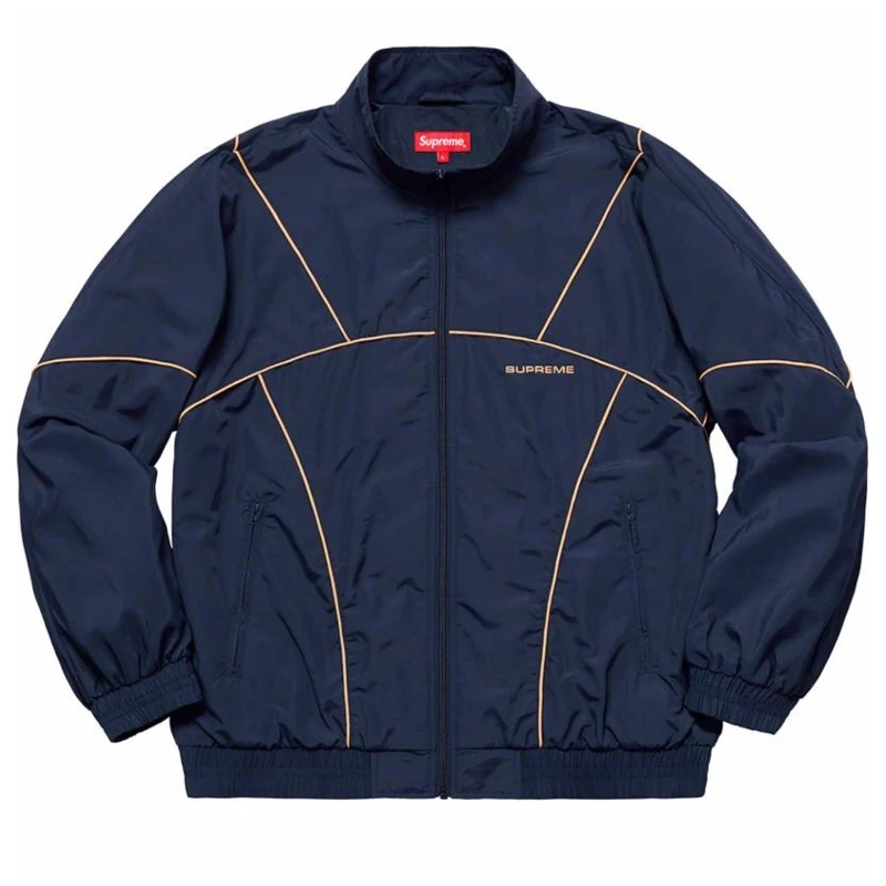 

Stitching Supreme 19SS Stand-collar School Uniform Jacket Embroidery Windbreaker Loose Jacket Men and Women Tide Shirt