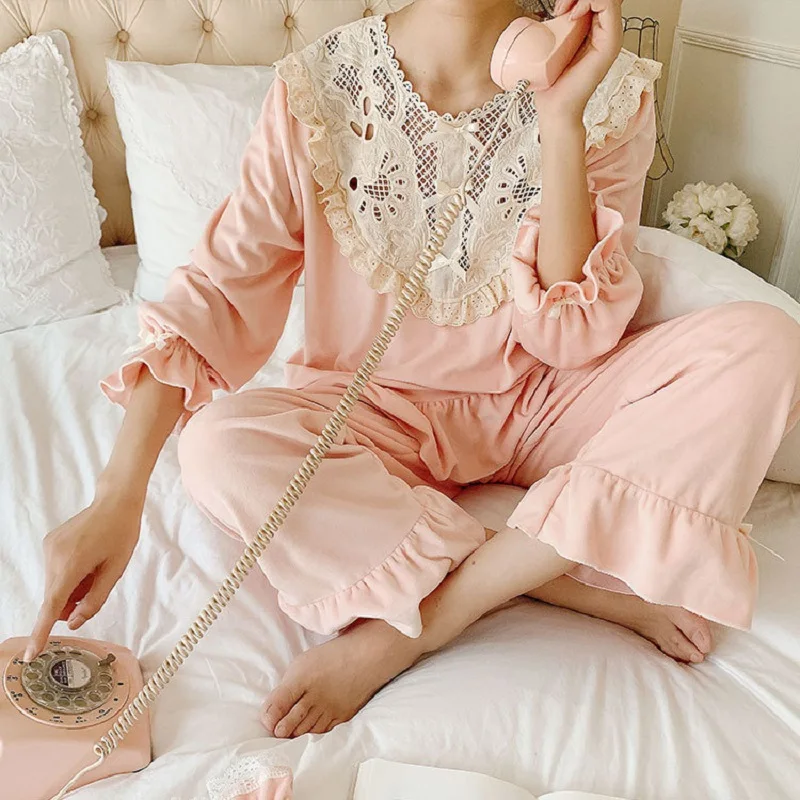 Винтажные толстые теплые бархатные женские пижамы наборы Осень-зима милые