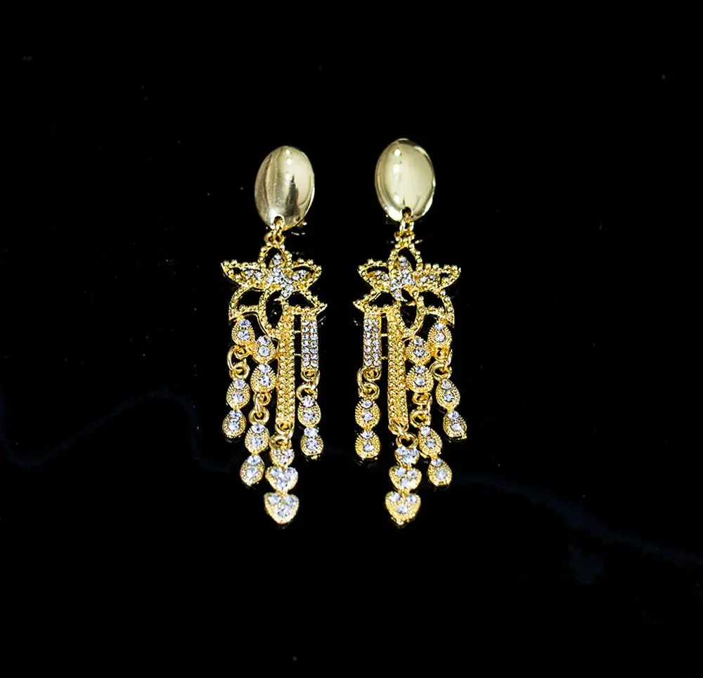 18 К Золотые Ювелирные наборы для женщин африканские свадебные ожерелья серьги