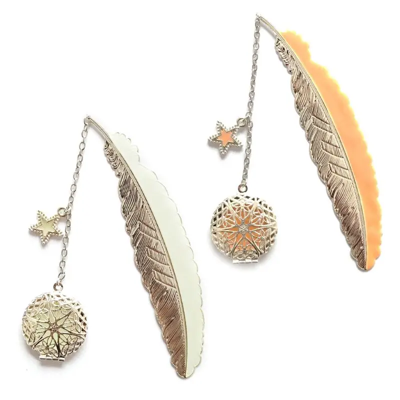 Metal Luminous Feather Angel Wings Bookmark Retro Moon Fluorescent Big Five Stars Time Gem Exquisite Small Bookmarks | Канцтовары для