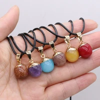 new natural stone pendant necklace charms adzuki bean shape agates stone pendant necklace for jewerly party gift 13x18mm