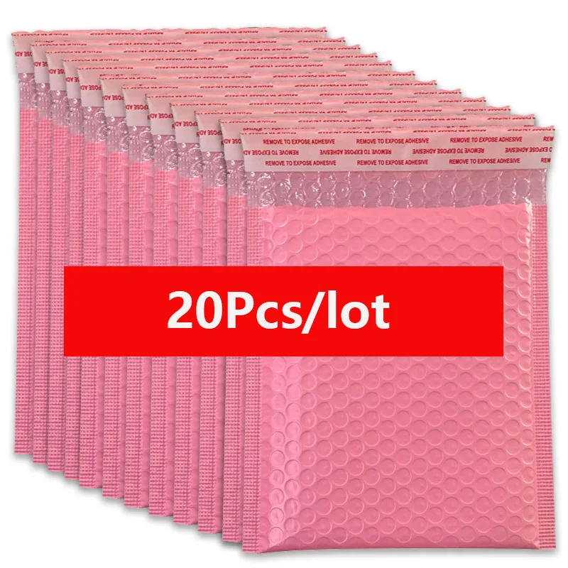 

20pcs/Lot Foam Envelope Self Seal Mailers Padded Packages Bag With Thicken Bubble Shipping Mailing Packng Pink