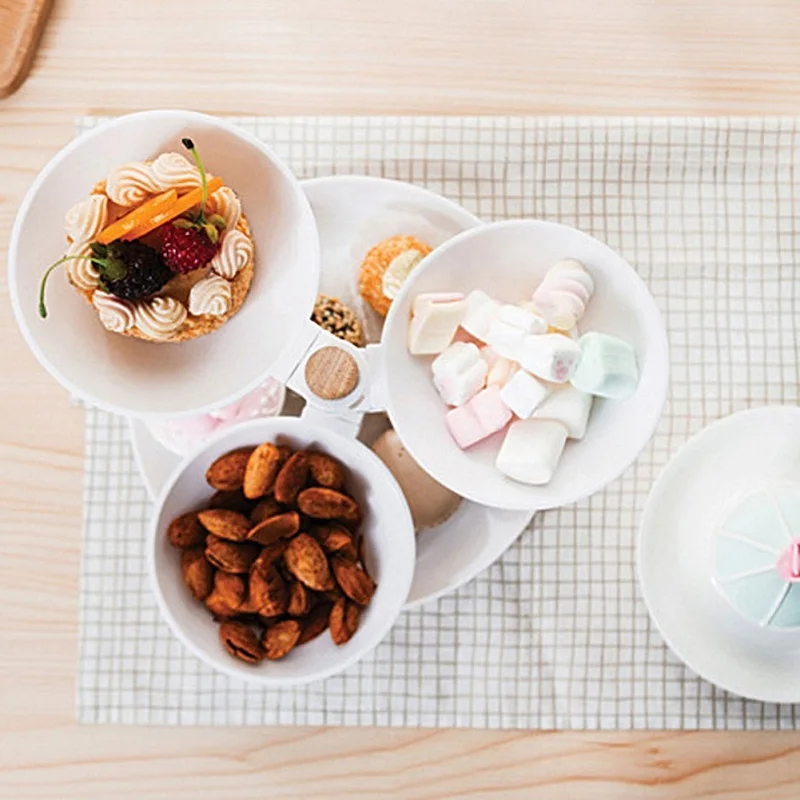 2 слойная тарелка для фруктов поднос кондитерских конфет и закусок вращающаяся