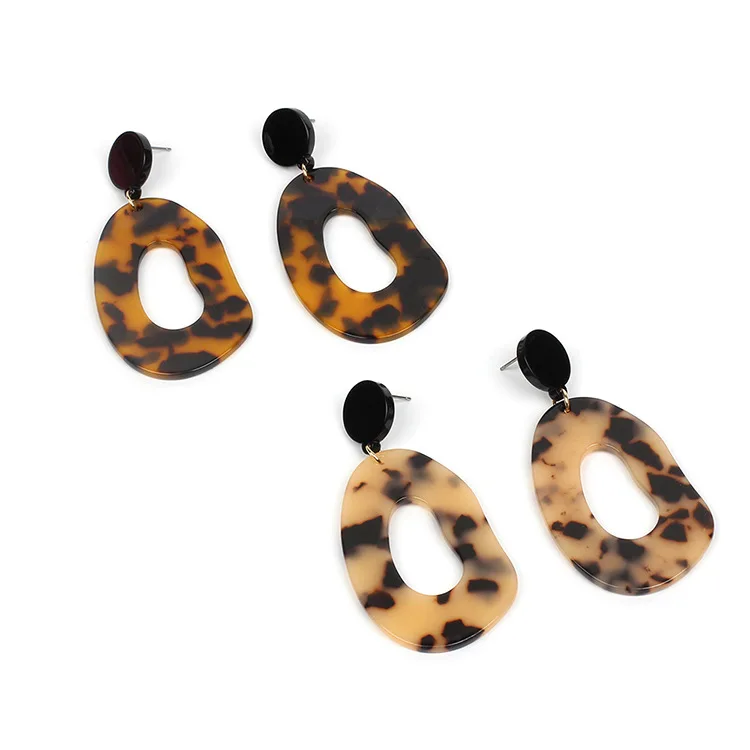 

Fashion Sexy Acrylic Earrings Oval Exaggerated Personality Earrings Ladies Leopard Print Irregular Oval Ladies Earrings