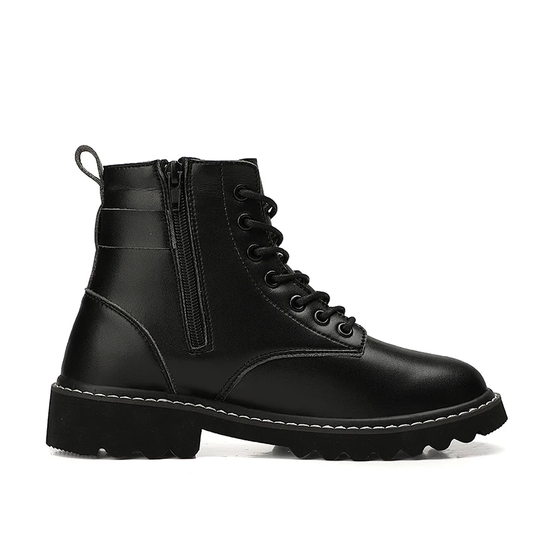 Женские ботинки без шнуровки черные эластичные на низком каблуке молнии с