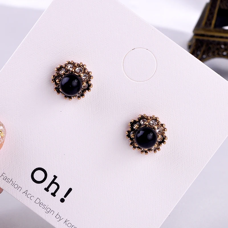 Изысканный светильник чёрный искусственный жемчуг кристалл Винтажные серьги