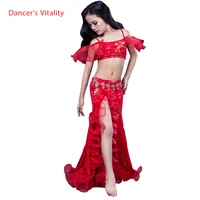 girls professional belly dancing clothes luxury sleeveless toplace split sirt 2pcs child dance set kids belly dance suit sml