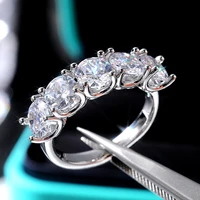 huitan full bling iced out female finger ring for party 5 round cubic zirconia dazzling accessories for women new trendy jewelry