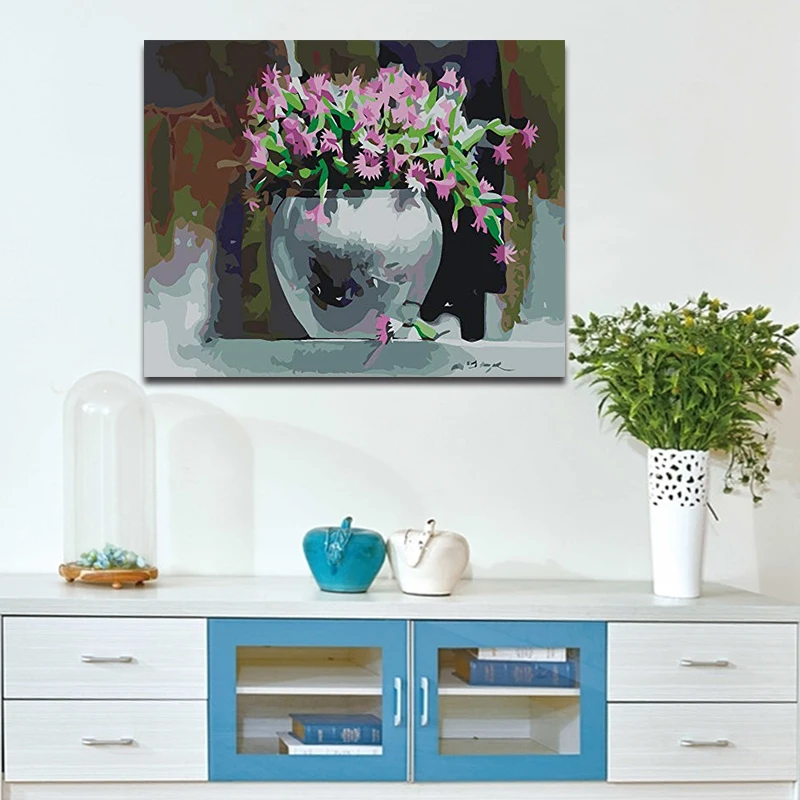 DIY Цифровая живопись цветок креативная Растительная искусство Гостиная ручная