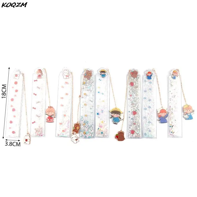 

Cartoon Bookmark Drawing Ruler Cute Girl Rabbit Bear Quicksand Plastic Ruler Gift School Stationery Supplies Drawing Tool