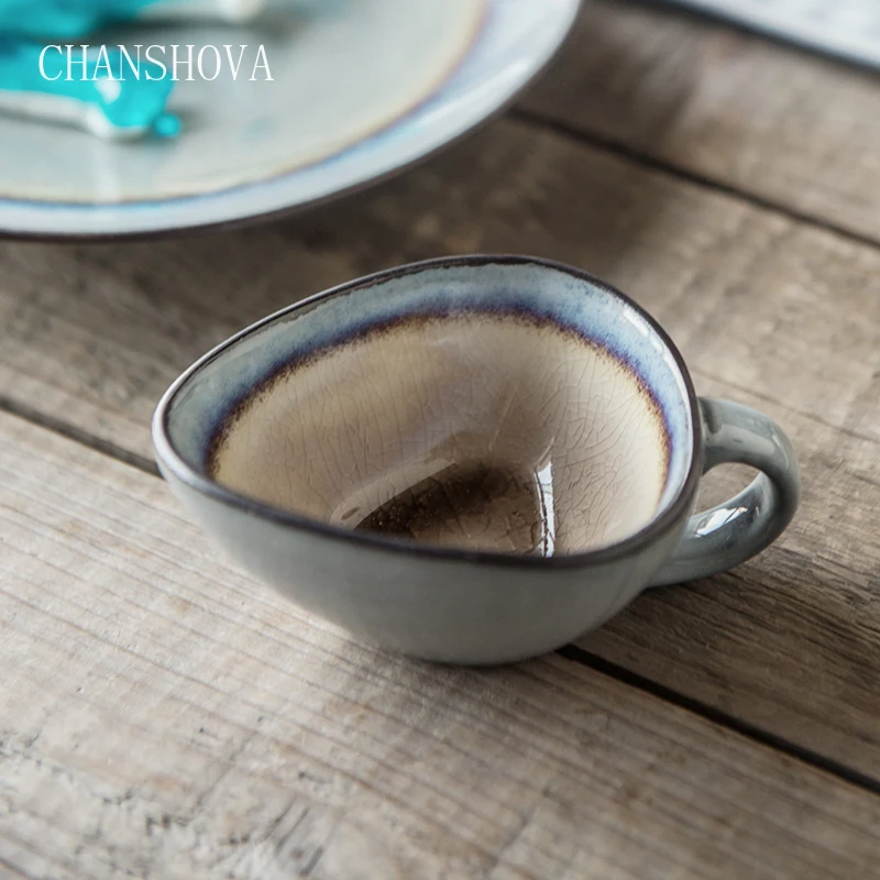 Чаньшова Маленькие кофейные чашки 50/100 мл Треснутое керамическое посуда Простота Питьевые приборы Чайная чашка Винтажный старый стиль G003 on.