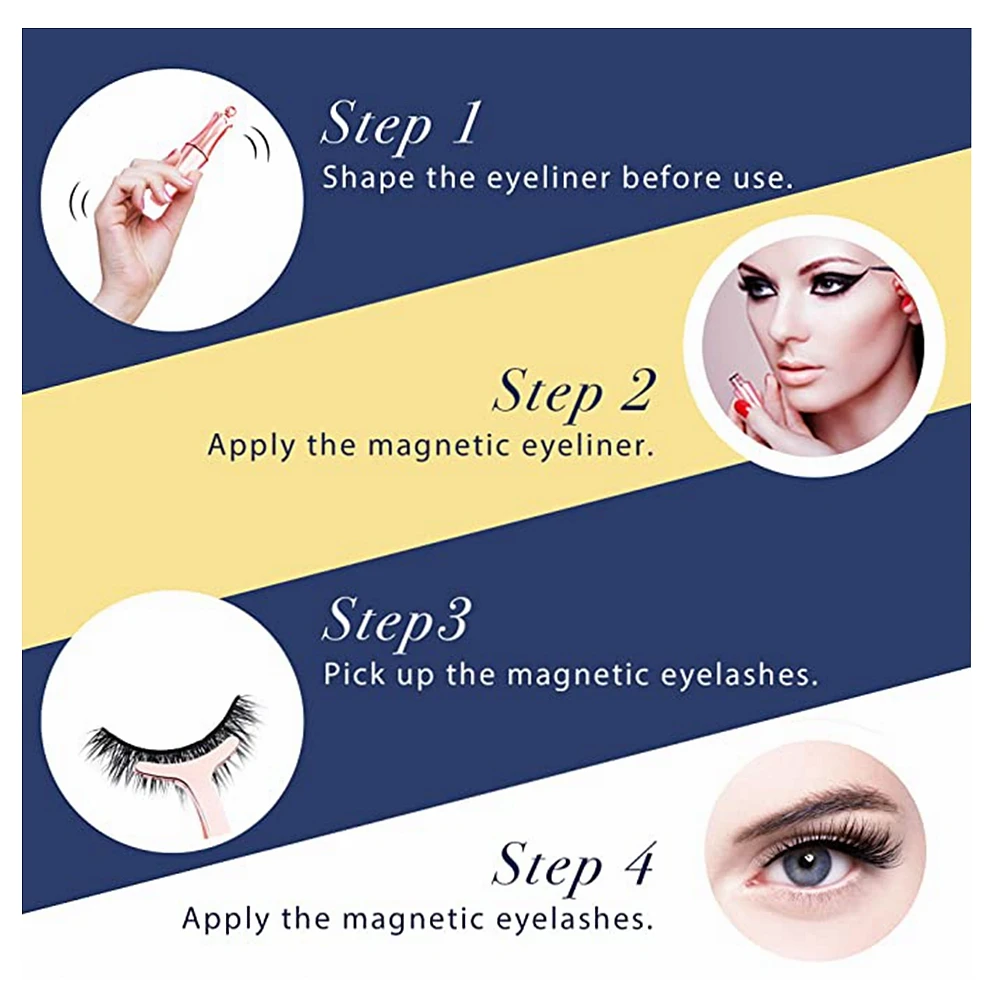 

10 Pairs Magnetic Eyelashes and Eyeliner Set,No Glue Waterproof Magnetic Lashes Eyeliner Magnetic Kit