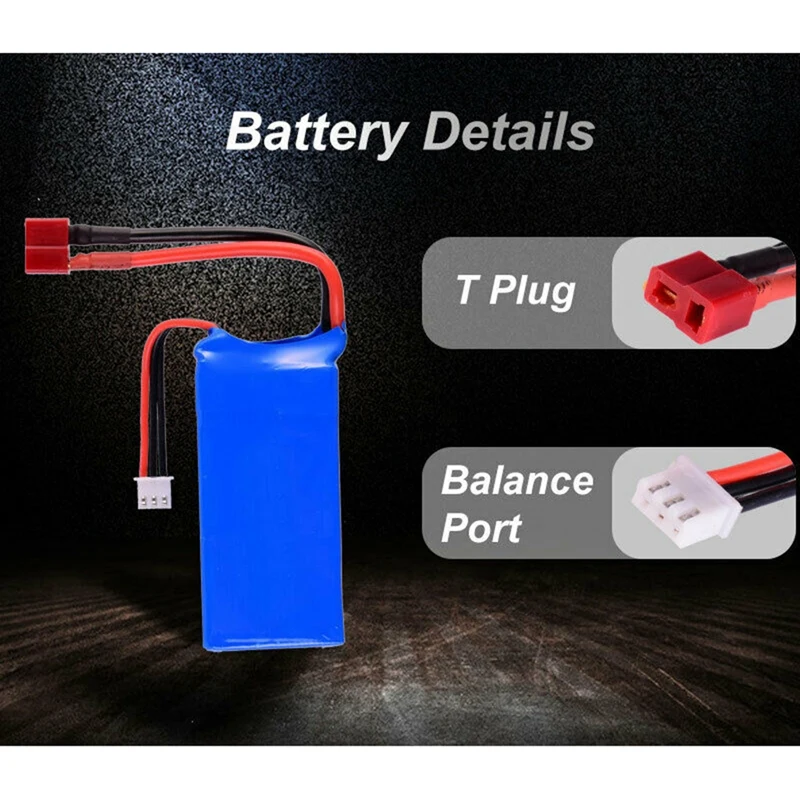 

2PCS 1500MAh 7.4V 25C 2S Lipo Battery T Plug for Wltoys 12423 12428 RC Car Parts