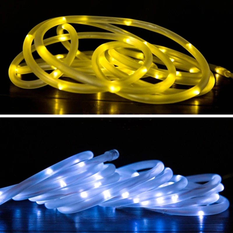4 цвета водонепроницаемый 7 м 50 LED Солнечный веревочный трубчатый светодиодный