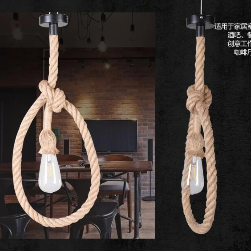 Винтажный веревочный подвесной светильник креативная индивидуальная лампа в