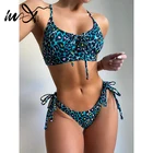 Бикини с леопардовым принтом In-X Bandeau, женский купальник со стрингами, бандажный купальный костюм, пляжная одежда с высоким вырезом, 2021