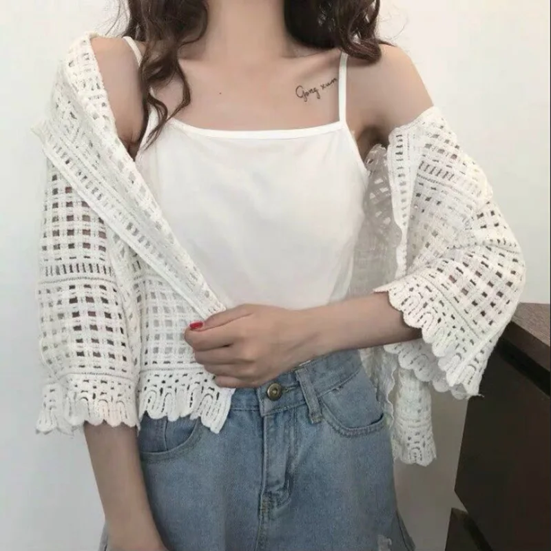 

Women Cardigan Bell Sleeve Knitted Tops Sweater Loose Casual Knit Coat Pullover