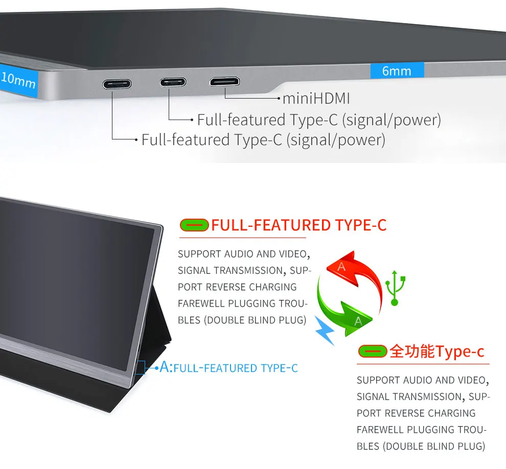 저렴한 유형 C 3.1 휴대용 모니터 4K HDMI LCD 디스플레이 전화 스위치 X 박스 시리즈 X PS4 PS5 게임 노트북 IPS Extender 화면 모니터