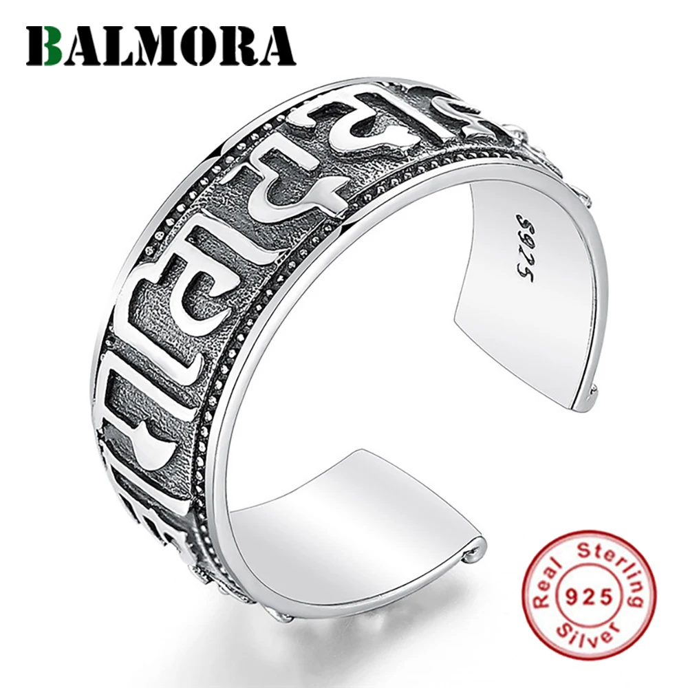 Серебряные кольца BALMORA из натурального серебра с 6 буквами в буддистском стиле