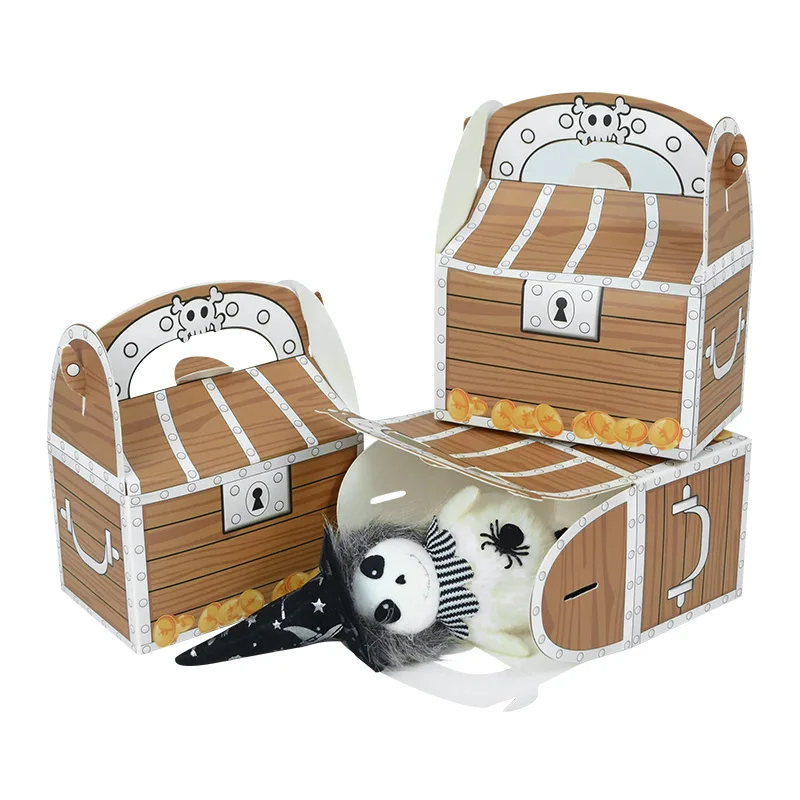 5Pcs Portable Pirate Treasure Paper Gift Bag Packing Vintage Christmas Biscuit Dessert Candy Box Wedding Party Favors - купить по