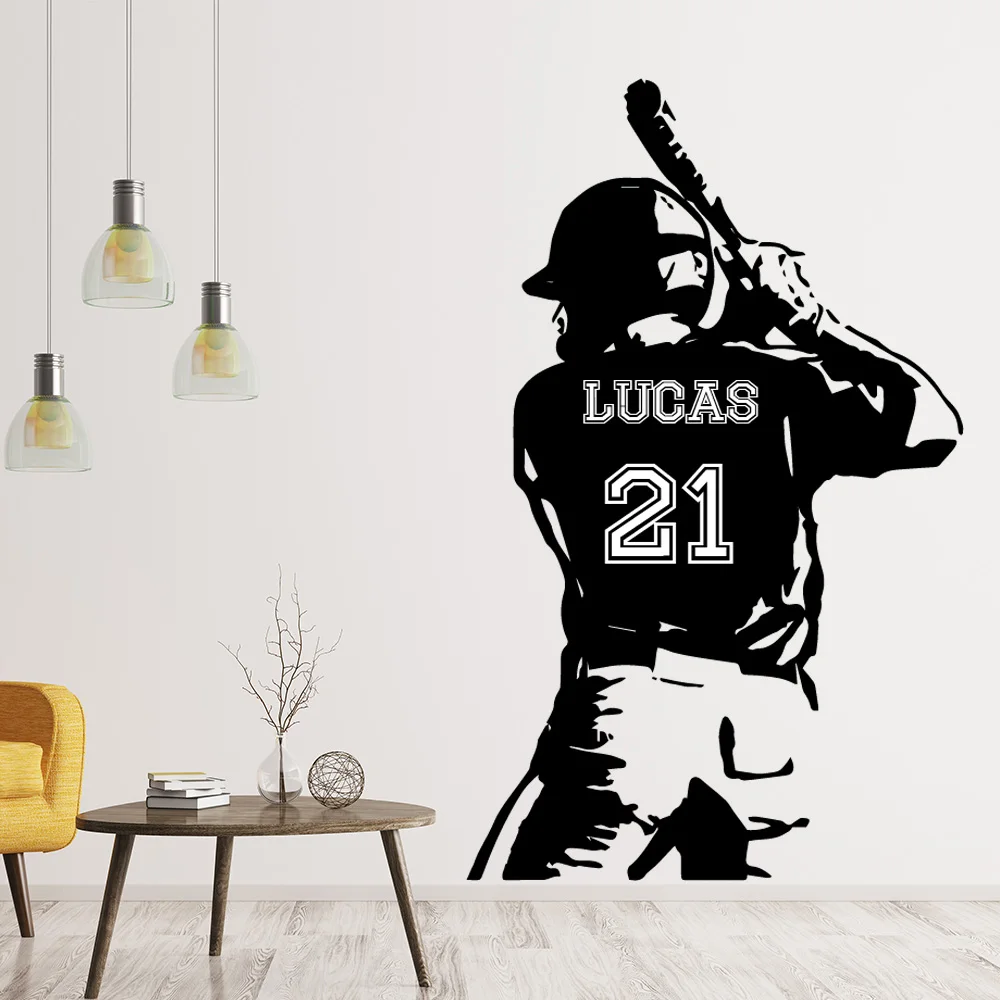 Personalized Custom Name Sports Wall Sticker Football Basketball Hockey Player Home Decor For Living Room Art Decal Wallsticker